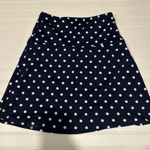 Lands End Navy Blue & White Polka  Dot Women's High Rise Swim Skirt Size 14